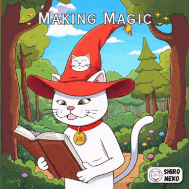 Making Magic White Cat GIF