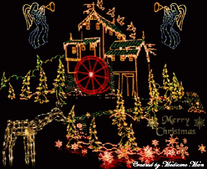 Merry Christmas Light House GIF