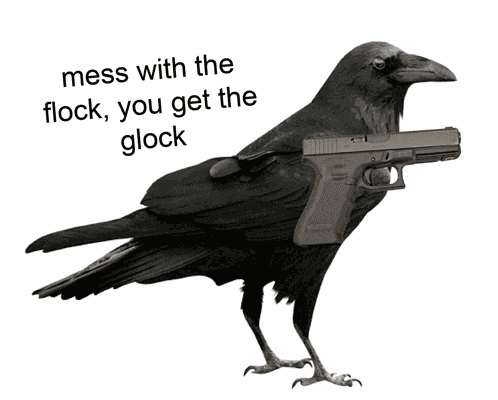 Mess With The Flock You Get The Glock Crow Meme