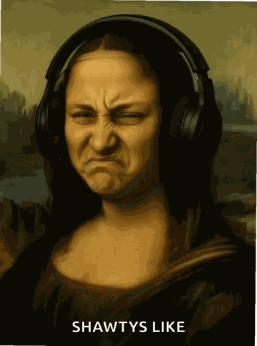 Mona Lisa Headphone GIF