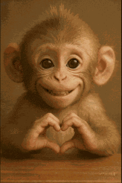 Monkey Heart Cuteness Overload GIF