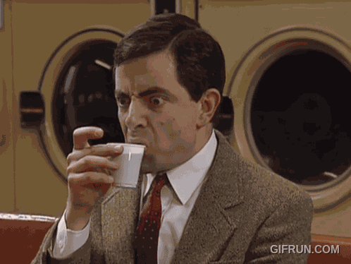 Mr Bean Drinking GIF