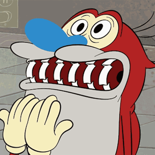 Nail Biting Stimpy GIF