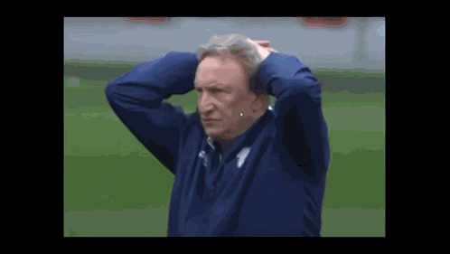 Neil Warnock Hands On Head GIF