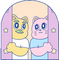 Nene And Coco Closing The Curtains Sticker
