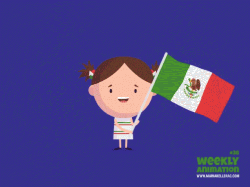 Niña Con La Bandera De Mexico GIF
