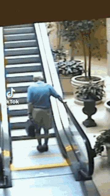 Old Man Falling Down Escalator Escalator GIF