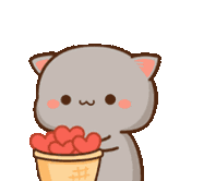 Peach Goma Hearts Bucket Sticker
