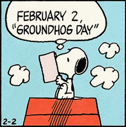 Peanuts Snoopy Happy Groundhog Day Woodstock Ground Hug Day Doghouse GIF