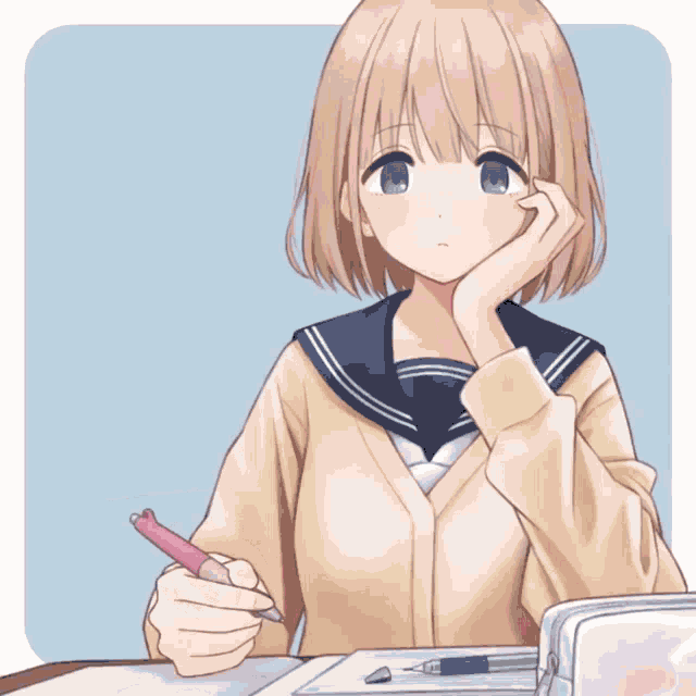 Penspinning Anime Girl GIF