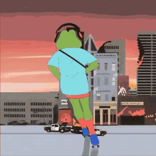 Pepe Roller Skating GIF