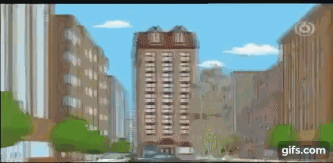 Peter Griffen Chicken Fight Building Collapse GIF