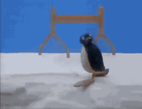 Pingu Sliding On Hill GIF