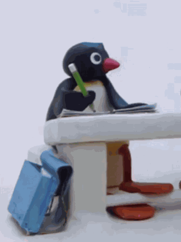 Pingu Tapping Forehead GIF