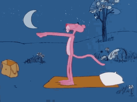 Pink Panther Sleep Eating GIF