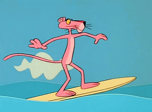 Pink Panther Surfboard GIF