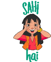Playful Girl Says Sahi Hai In Hindi Sticker