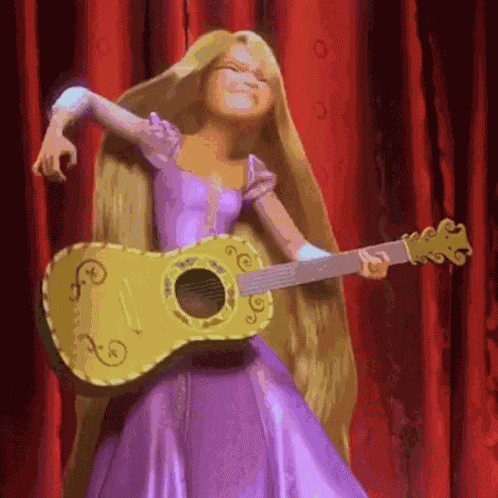 Princess Rapunzel Playing Guitar GIF