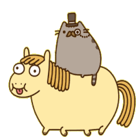 Pusheen On A Horse Sticker