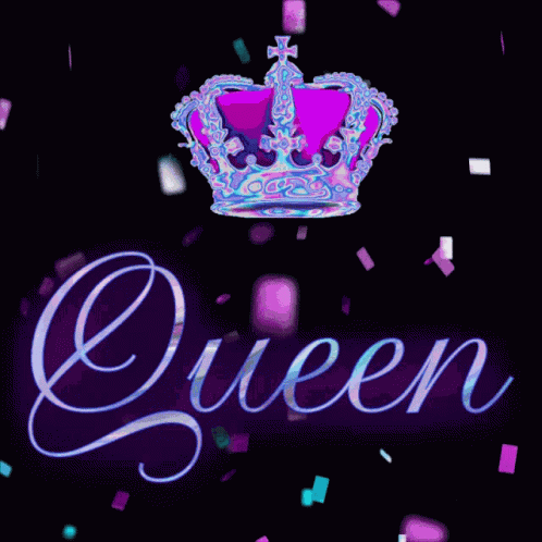 Queen With Crown Moving Confetti GIF
