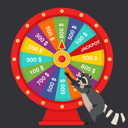 Raccoon With Wheel Spin Raccoon Spin The Wheel GIF