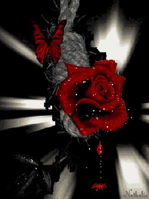 Red Rose Butterfly GIF
