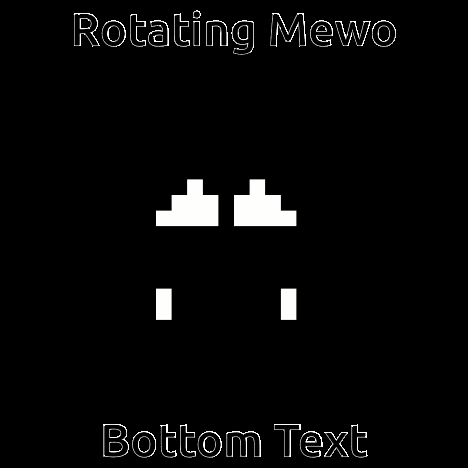 Rotating Mewo Bottom Text GIF