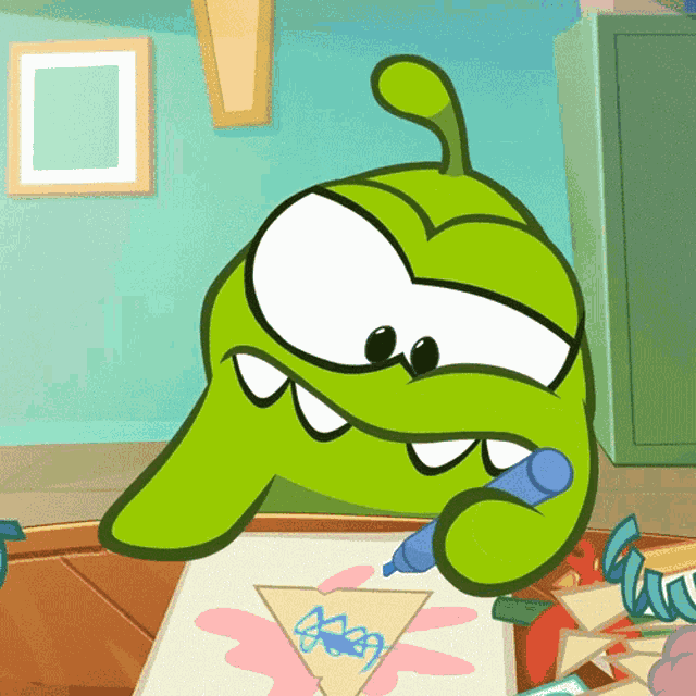 Shaking Head Om Nom GIF