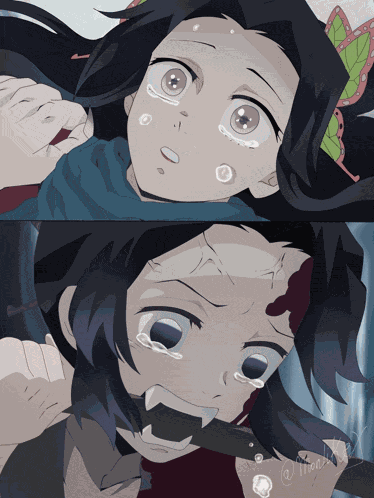 Shinyu Stares Down At Kanna Crying While Kanna Stare Shock Crying Meme