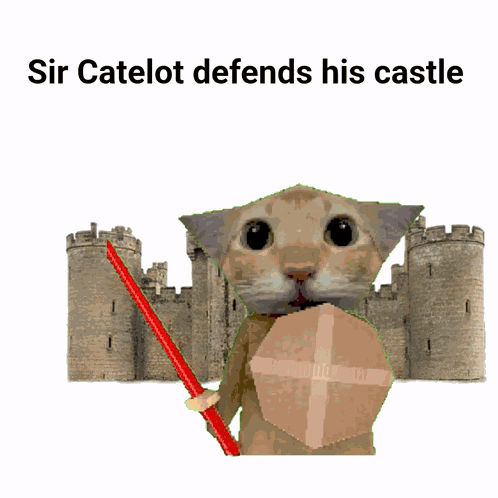 Sir Catelot Defends His Castle Cat Meme GIF