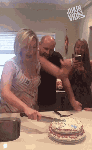 Slicing Cake Excited GIF