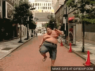 Slow Motion Fat Man Run GIF