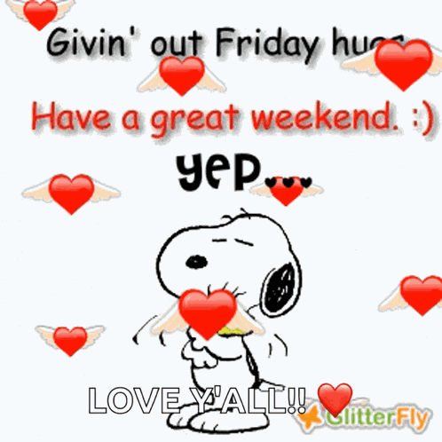 Snoopy Givin Out Friday Hugs GIF