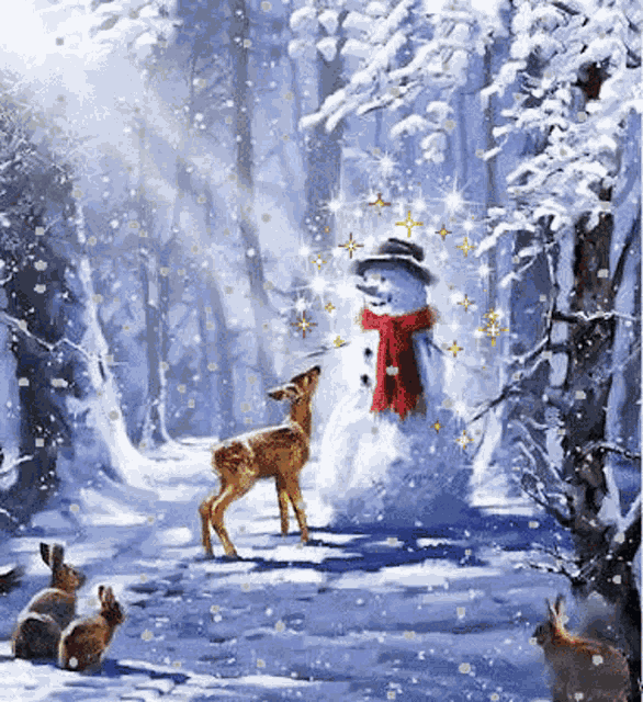Snowman Snow Animals GIF