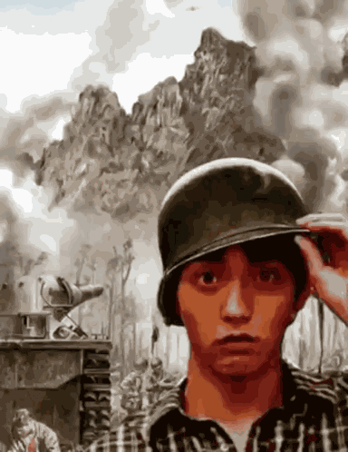 Soldier Thousand Yard Stare GIF