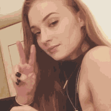 Sophie Turner Peace Sign GIF