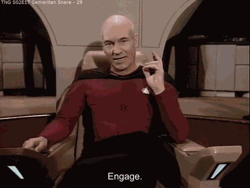 Star Trek Captain Jean-luc Picard Engage Captain James Tiberius Kirk Captain Picard GIF