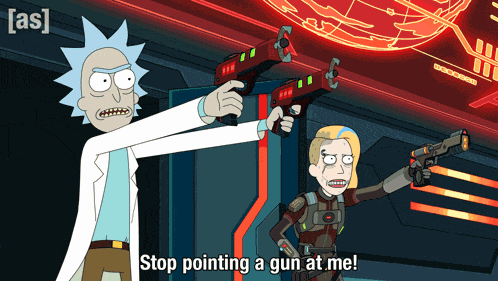 Stop Pointing A Gun At Me Rick GIF