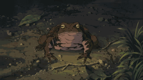 Studio Ghibli Frog In The Road GIF