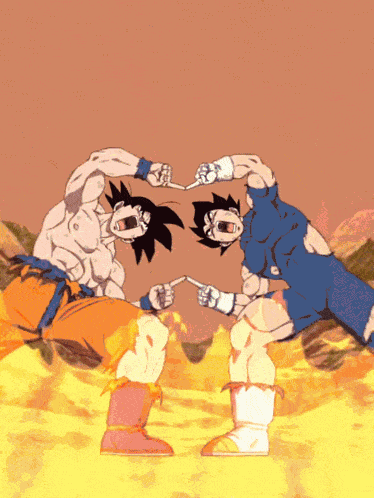 Super Saiyan God Goku And Super Saiyan God Vegeta Divine Warriors With Infinite Power GIF