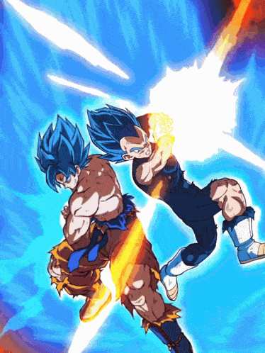 Super Saiyan God Goku And Super Saiyan God Vegeta Divine Warriors With Infinite Power GIF