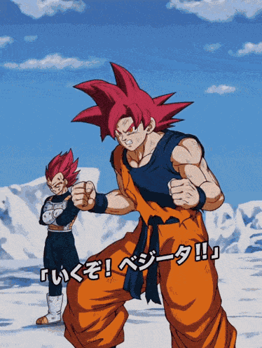 Super Saiyan God Goku And Super Saiyan God Vegeta Divine Warriors With Infinite Power GIF