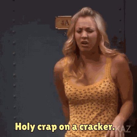 The Big Bang Theory Penny Holy Crap On A Cracker Shocked Reaction Meme The Big Bang Theory GIF