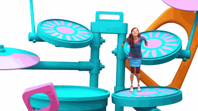 The Fresh Beat Band Marina Bouncing On Her Drums GIF