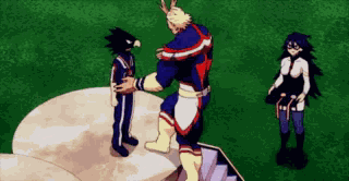 Tokoyami Fumikage Dad Hug By All Might Toshinori Idk My Hero Boku Academia GIF