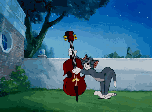 Tom Jerry Cat Bass Cello Jazz Cartoon GIF