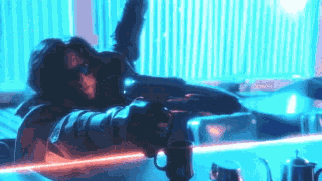 Tommy Wiseau Laser Gun GIF