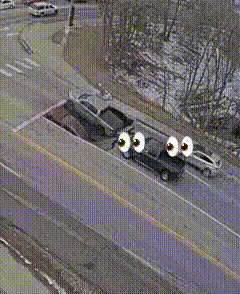 Trucks Backing Out From Sinkhole Noticing GIF