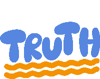Truth Yellow Squiggly Lines Below Truth In Blue Bubble Letters Sticker
