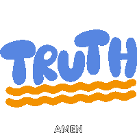 Truth Yellow Squiggly Lines Below Truth In Blue Bubble Letters Sticker